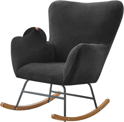 Levoberg Nursery Rocking Chair Cover Velvet Rocker Glider Chairs Cover Slipcovers Stretch Rocking Accent Chair Cover Recliner Armchair Slipcover for Nursery Living Room Bedroom Office Camel