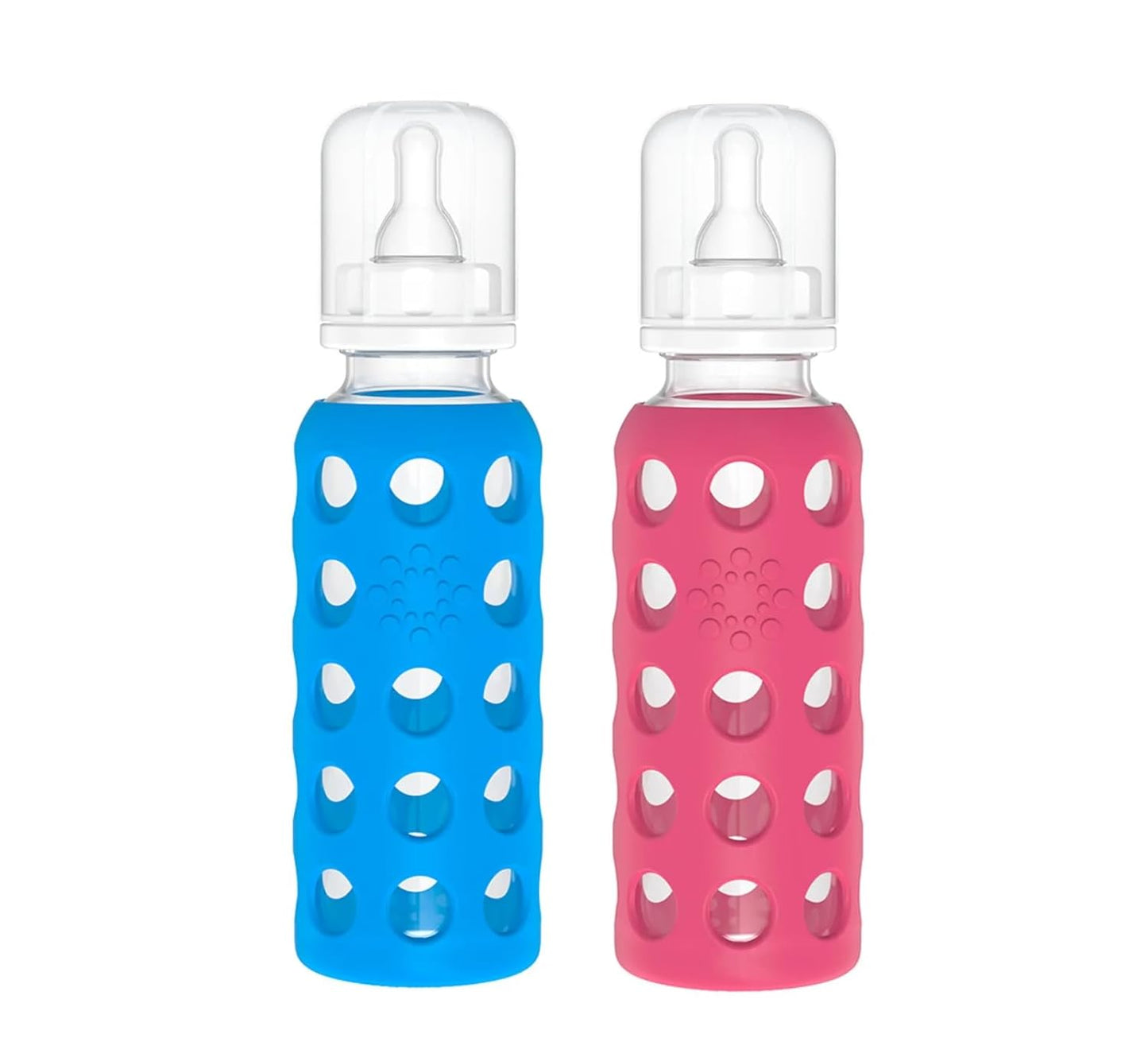 Lifefactory Glass Baby Bottle BPA Free | Protective Silicone Sleeve | 9 oz Pack of 2 | Mango, Kale
