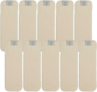 EcoAble 4-Layer Hemp Diaper Inserts – Overnight Boosters for Heavy Wetters – Reusable Absorbency Doublers – Fits Pocket, Cotton Prefold & Cover – Washable Natural Fiber Liners (Pack of 5)