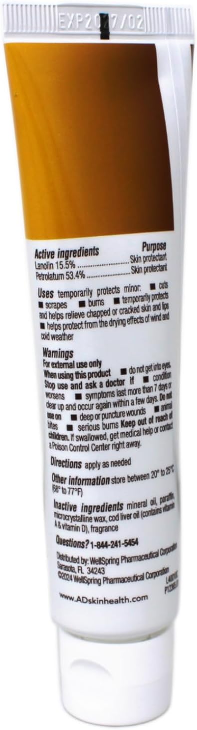 A+D First Aid Multipurpose Healing Ointment - Moisturizing Skin Protectant for Dry Cracked Heels, Elbows, Hands and Lips - Protects Minor Cuts, Burns, & Scrapes – 4 oz Tube