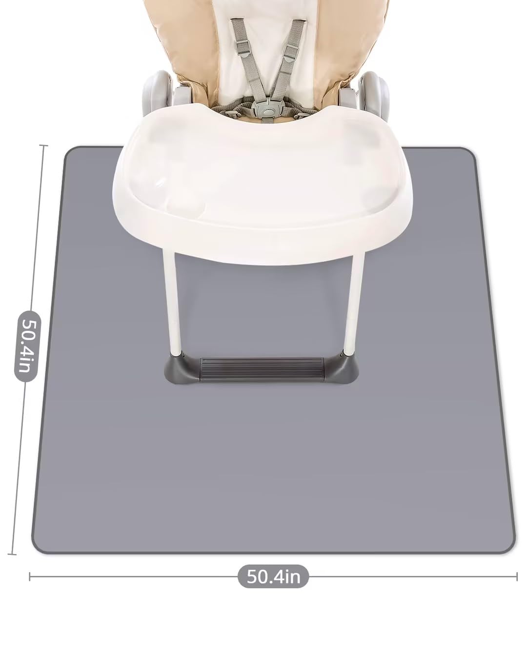 Blissful Diary Baby Splat Mat for Under High Chair, 50.4 x 50.4 Inch Wipeable Splash Mat, Waterproof and Washable, Anti-Slip Floor Protector, Retro Rainbow