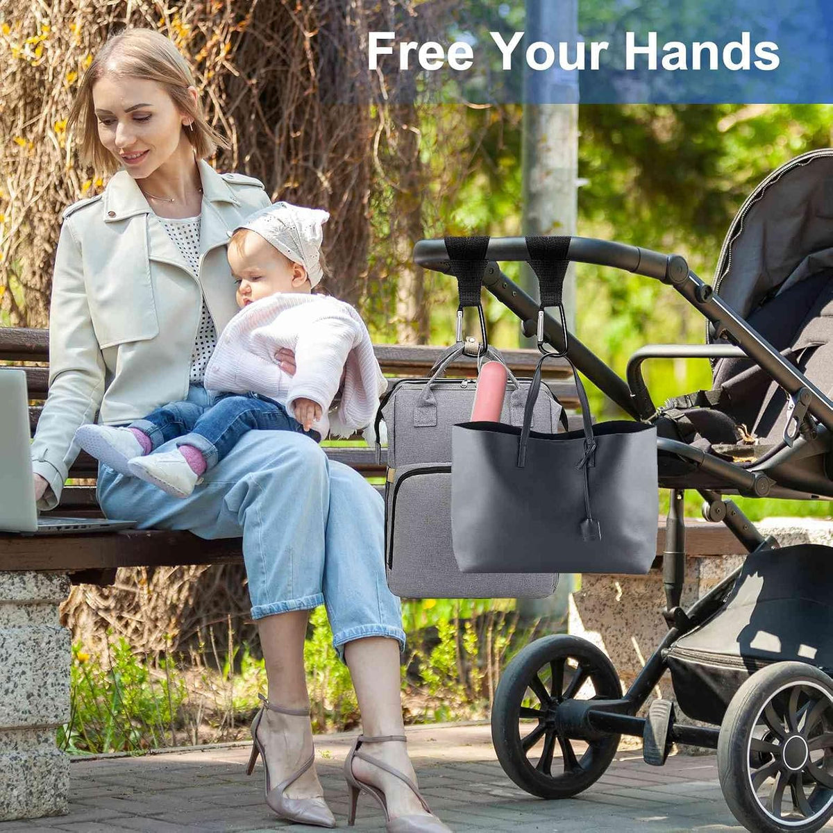 4 Pack Stroller Hooks, Universal Clips for Baby Strollers