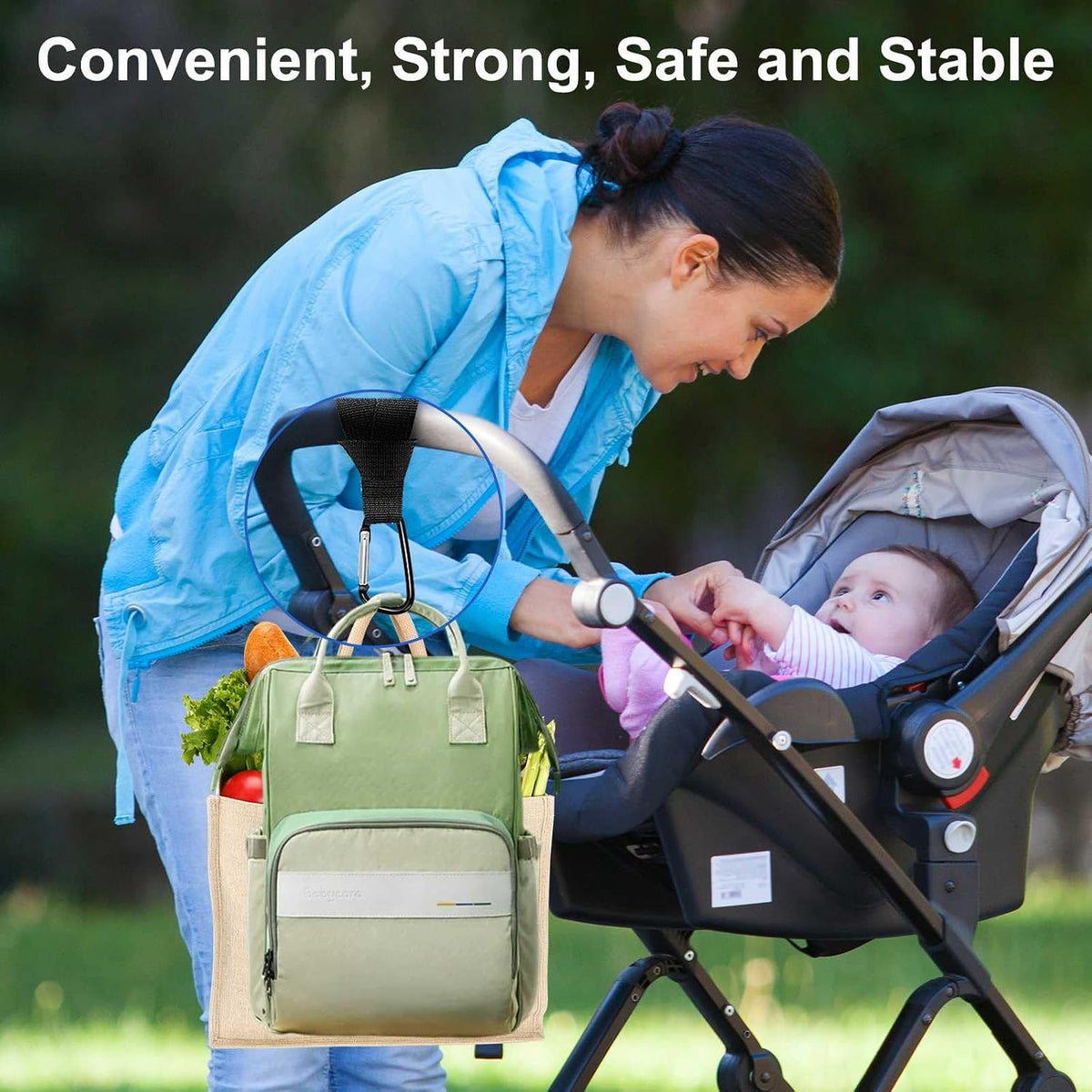 4 Pack Stroller Hooks, Universal Clips for Baby Strollers