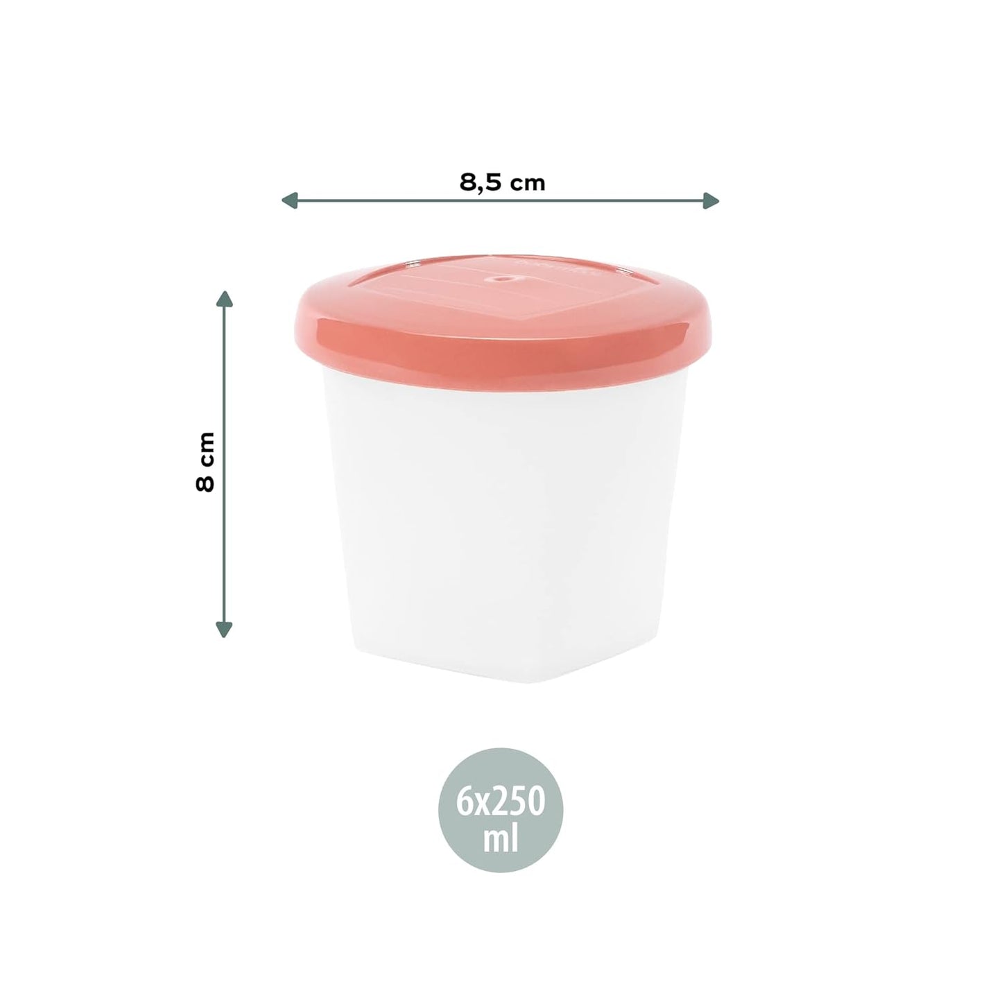 Babymoov Eco-Friendly Baby Food Jars | Set of 6 (8.45oz Each) BPA-Free Storage Containers | Made from Biosourced Sugar Cane | Leakproof Silicone Lids | Microwave, Freezer & Dishwasher Safe