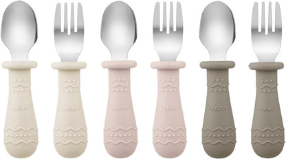 PandaEar 9-Piece Toddler Plates & Utensils Set, 3-Pack Suction Plates with 3 Spoons & 3 Forks, Silicone Baby Feeding Set
