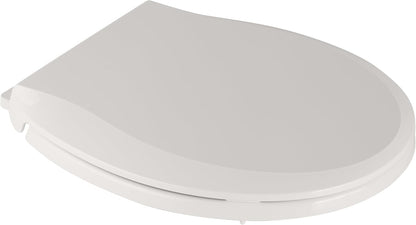 17" White Round Toilet Seat for Adult and Child, Built-In Potty Training Seat with Soft Quiet Close Non-Slip Design, Magnetic Kids Seat and Cover for Round/Oval Toilets, Easy to Install and Clean