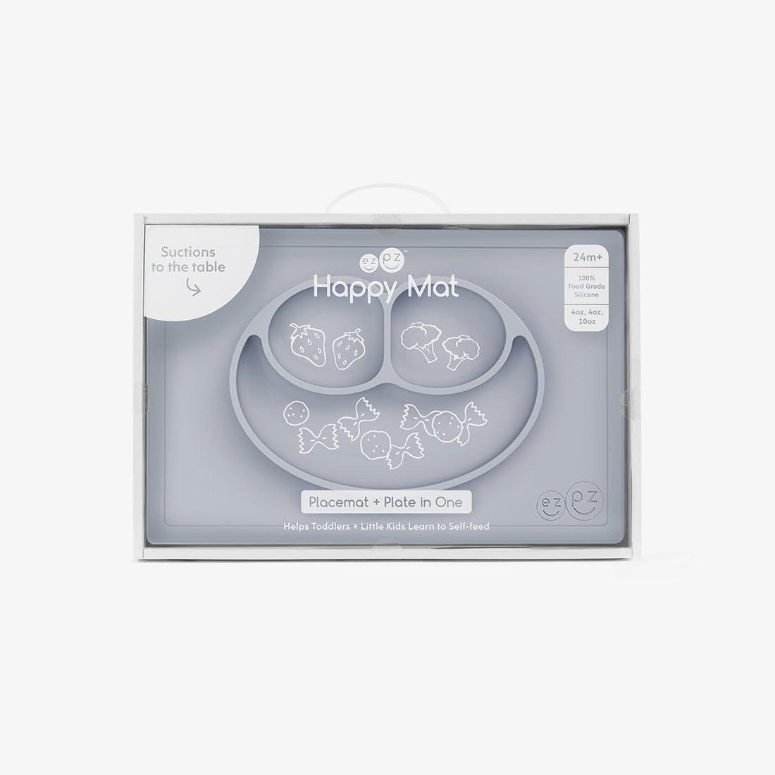 ezpz Mini Mat (Blush) - 6 -12 Months+ - 100% Silicone Suction Placemat + Divided Plate with Three Compartments - Supports Baby-Led Weaning - Designed for Highchair, Table, and Travel