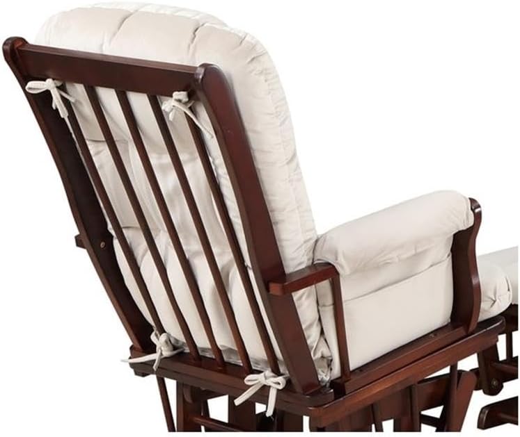 Pemberly Row Contemporary Glider Chair Cushions Set, Beige Velvet Fabric, Foam Filled, Replacement Seat, Back, Arm Cushions for Nursery, Living Room or Office Glider Chairs, 5" H x 24" W x 26" D