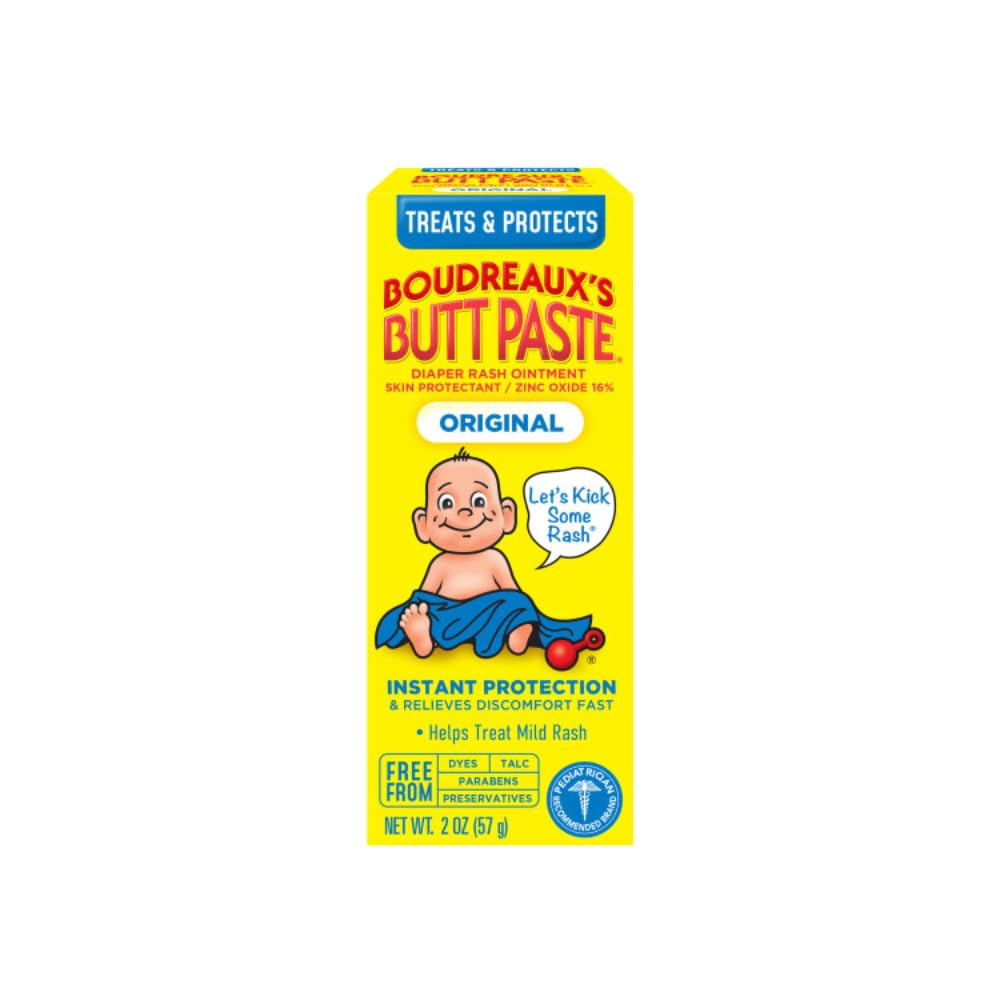 Boudreaux’s Butt Paste Diaper Rash Ointment, Baby Rash Cream Skin Protectant, Fast Relief for Diaper Rash, Soothing Barrier Cream, Original, 2 Ounce Tube (Pack of 6)