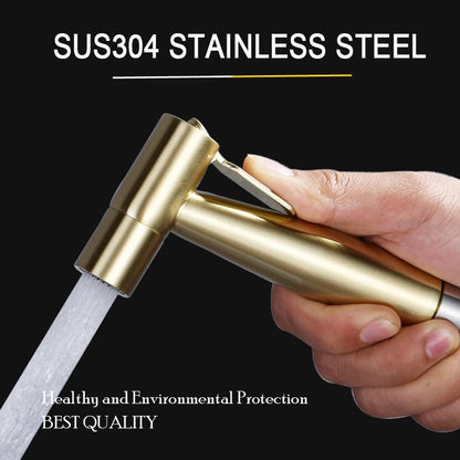2 Pieces Bidet Toilet Sprayer Head Stainless Steel Handheld Bidet Sprayer Cloth Bathroom Diaper Sprayer for Kitchen and Toilet Cleaning Golden