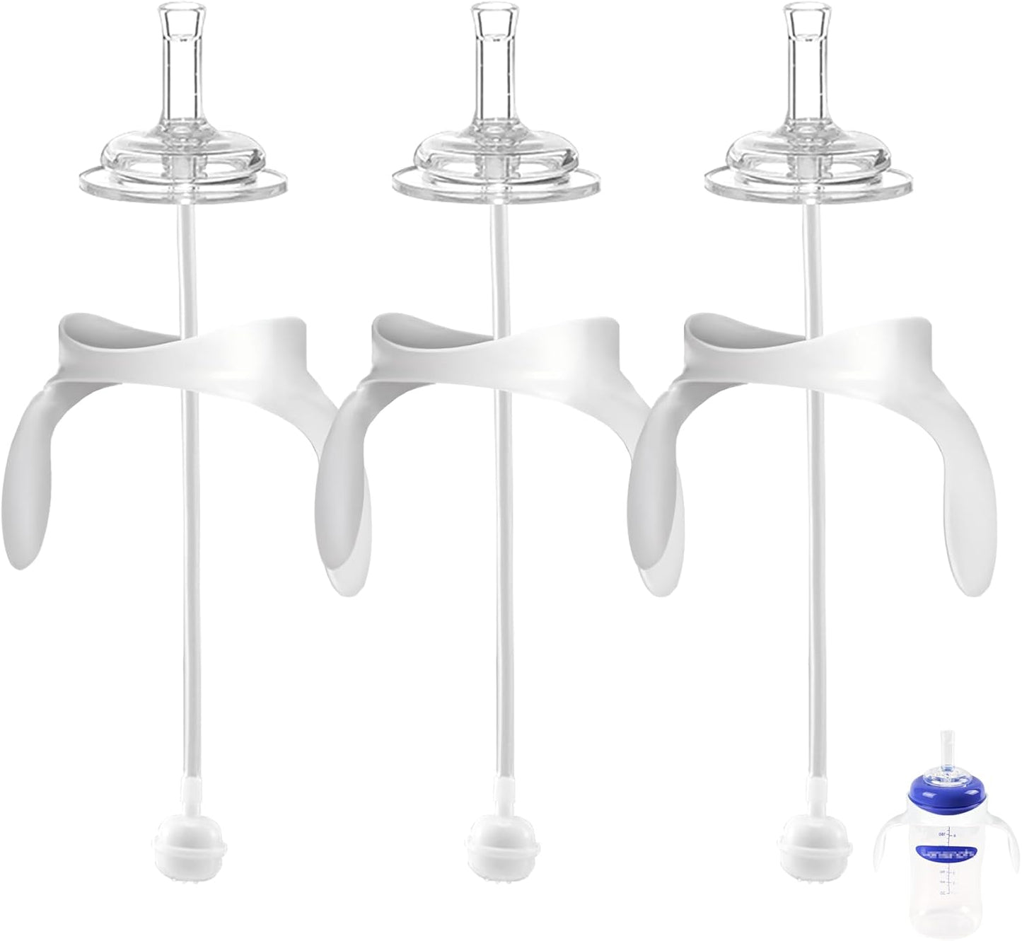 Spout Sippy Cup Conversion Kit for Lansinoh Baby Bottles, Soft Top and Weighted Ball Transition with Handles Converter 6m+, Set of 3