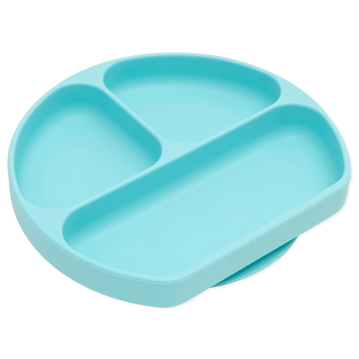 Bumkins Toddler and Baby Suction Plate, Divided Grip Dish for Babies and Kids, Baby Led Weaning, Feeding Supplies, Sticks to Tables and Highchairs, Platinum Silicone, for Chidren 6 Months, Gray