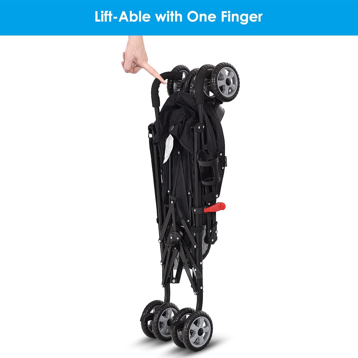 HONEY JOY Baby Lightweight Stroller, Compact Travel Stroller for Airplane, Adjustable Backrest & Canopy, 5-Point Harness, Cup Holder, Storage Basket, Foldable Umbrella Stroller for Toddlers (Black)