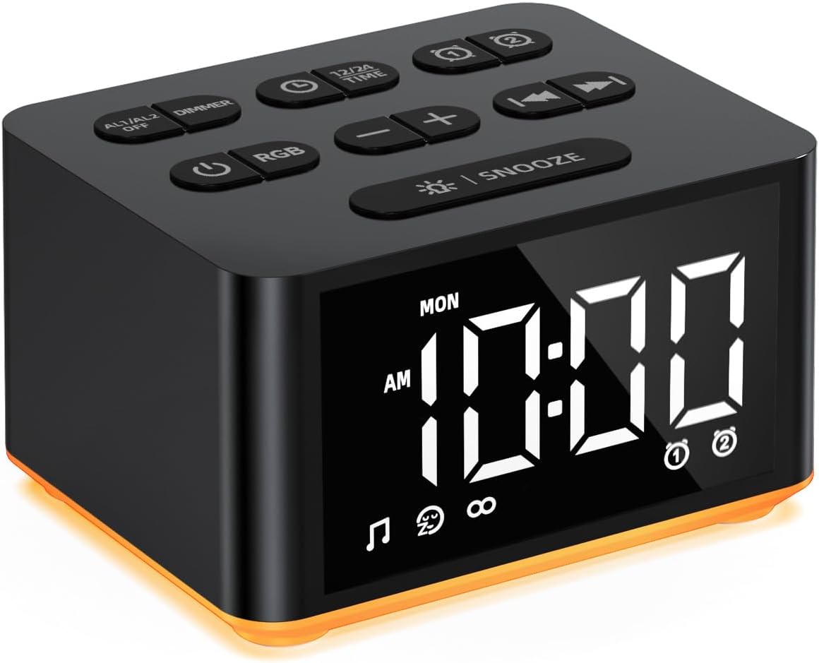 【3 in 1】 Sound Machine Dual Alarm Clock Night Light White Noise Machine 27 Sleeping Sounds for Adults Kids Precise 32 Level Volume Sleep Timer Memory Function Digital Clock with 30 Wake Up Sounds