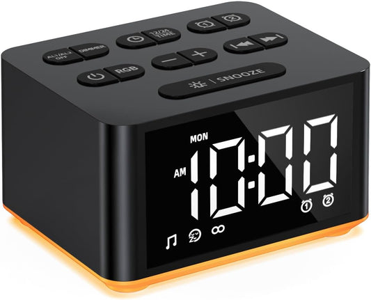 【3 in 1】 Sound Machine Dual Alarm Clock Night Light White Noise Machine 27 Sleeping Sounds for Adults Kids Precise 32 Level Volume Sleep Timer Memory Function Digital Clock with 30 Wake Up Sounds