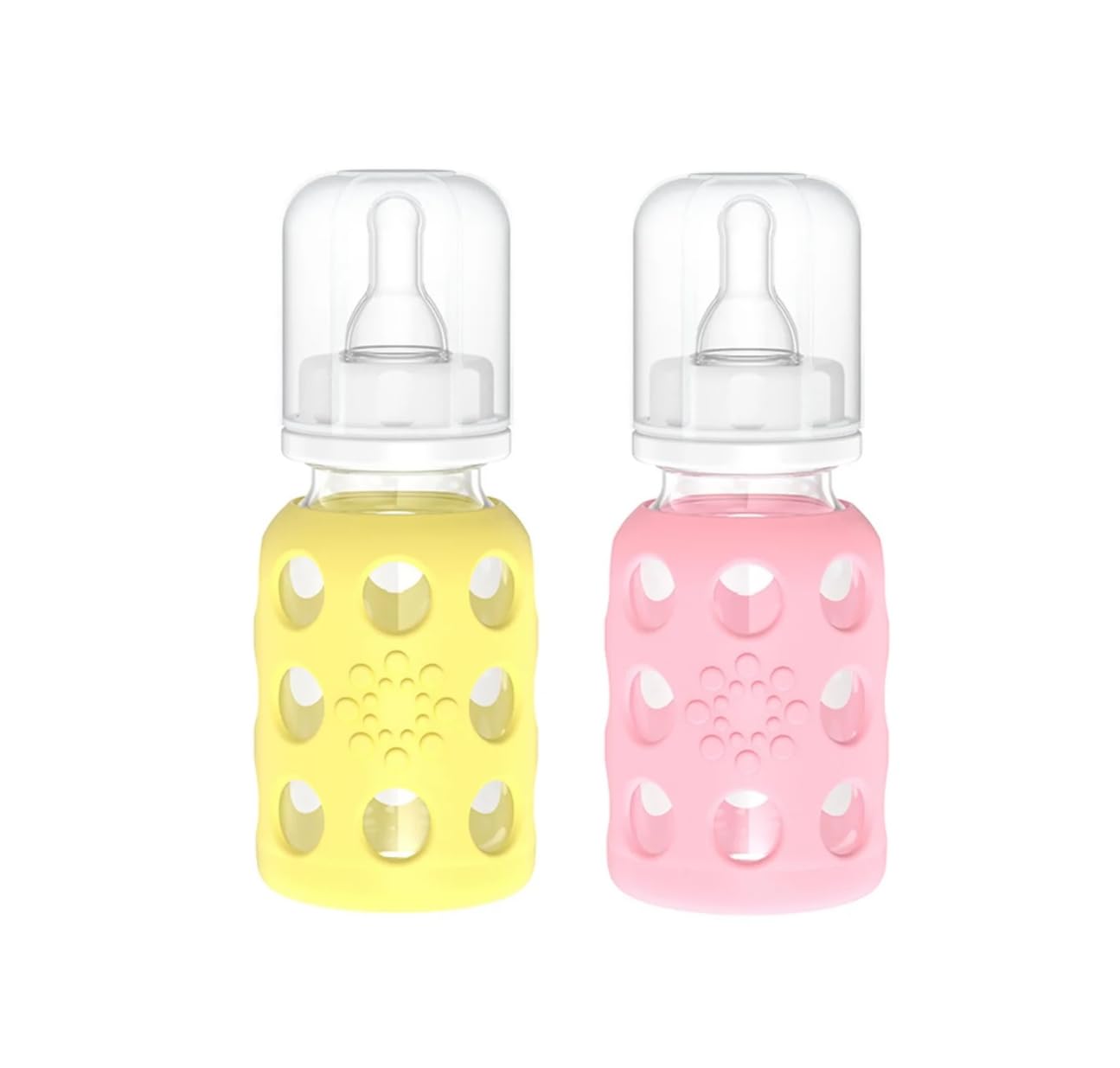 Lifefactory Glass Baby Bottle BPA Free | Protective Silicone Sleeve | 9 oz Pack of 2 | Mango, Kale