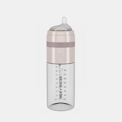 MILK & WATER Glass All in One Baby Bottle & Baby Formula Dispenser On The Go (Arctic White, 9oz Medium Flow 3m+)