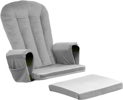 5PCS Suede Glider Rocker Replacement Cushions with 29.5" High Backrest & Side Pockets, Thickened Soft Glider Rocking Chair Cushions with Ottoman Cushion for Indoor Nursery Rocking Chair, Green