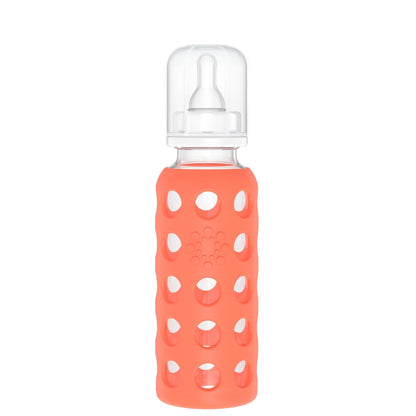 Lifefactory Glass Baby Bottle with Stage 1 Nipple and Protective Silicone Sleeve Cantaloupe, 4 Oz