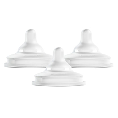 Boon Nursh Curve Silicone Baby Bottle Nipples - Food-Grade Silicone Bottle Nipples – Medium Flow Nipples for Baby Bottles - Baby Bottle-Feeding Supplies - 3 Count