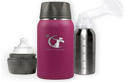 Ceres CHILL OG Breastmilk Chiller & Warmer – 12–34oz Portable Breast Milk Cooler, Storage & Baby Bottle for Travel, Work or On-The-Go – Pump Compatible Container – Don’t Call Me Hon, Plum