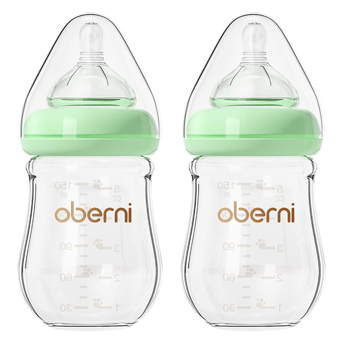 Glass Baby Bottles, Anti Colic Breastfeeding Bottle with Natural Response Nipple for Newborn Preemie 0+ Month, BPA Free, Wide Neck, Blue/3Pack/5oz
