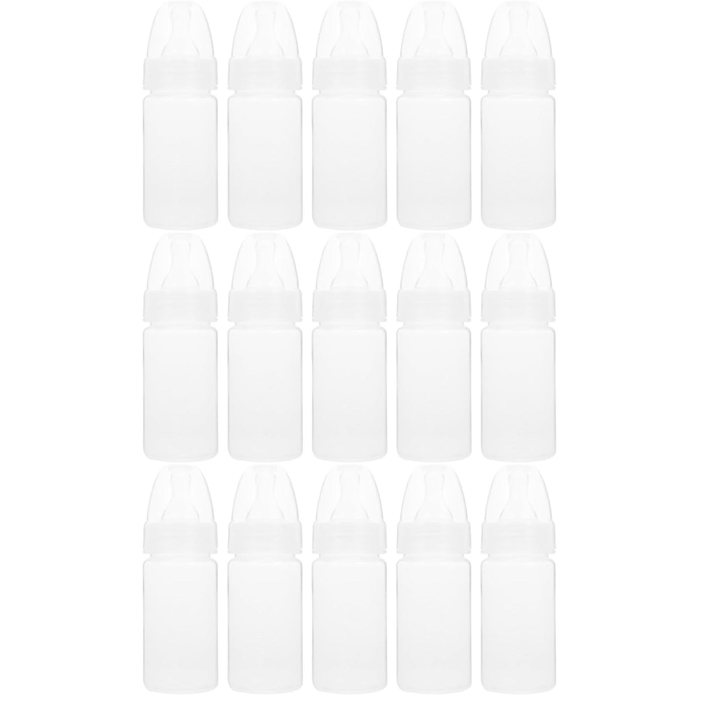 DOITOOL 15 Pcs Disposable Baby Bottles 100ml Plastic Newborn Milk Bottles with Scale Classic Clear Neck for Baby Shower Game Travel Nursing