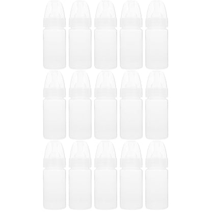 DOITOOL 15 Pcs Disposable Baby Bottles 100ml Plastic Newborn Milk Bottles with Scale Classic Clear Neck for Baby Shower Game Travel Nursing
