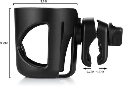 Accmor Universal Cup Holder, Stroller Cup Holder with Phone Holder, 360° Rotatable Large Caliber Designed Bottle Holder for Stroller, Bike, Wheelchair, Walker, Scooter