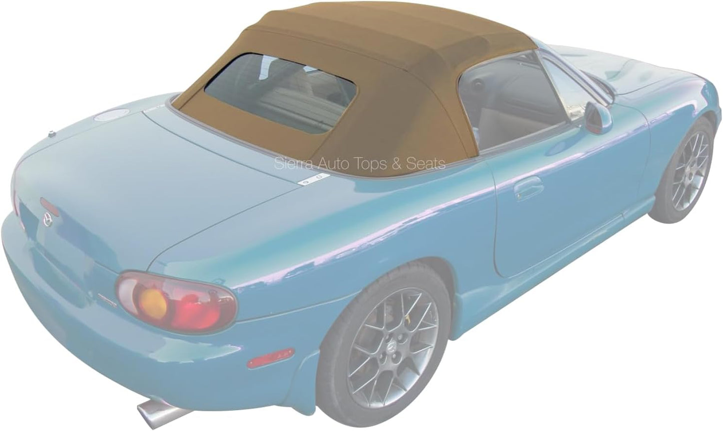 Sierra Auto Tops & Seats Convertible Top for 1990-2005 Mazda Miata MX5 - Black, Cabrio Vinyl - Non-Zippered Replacement with Heated Glass Window - Complete Soft Top in 2 Pieces - No Rain Rail