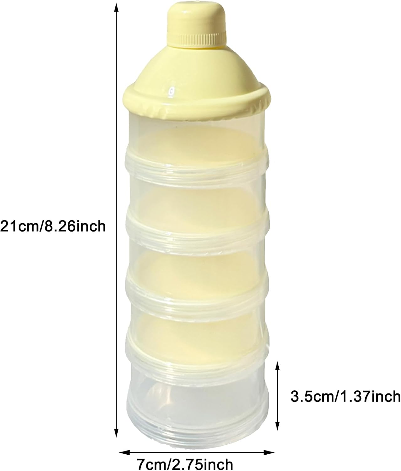 2 PCS 5 Layers Baby Milk Powder Pots, Formula Dispenser Portable Milk Powder Formula Dispenser Container Pot Box Milk Cans Snack Storage Box for Travel(Yellow +Yellow)