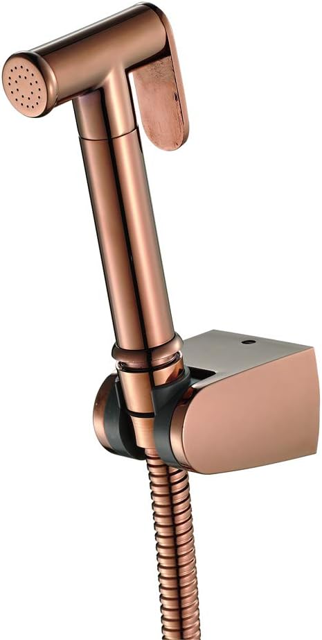 Handheld Bidet Sprayer for Toilet Cloth Diaper Sprayer Brass Rose Gold Portable Cloth Diaper Wash Shower Sprayer Set with Single Cold Wall Mounted Bidet Attachment for Personal Hygiene