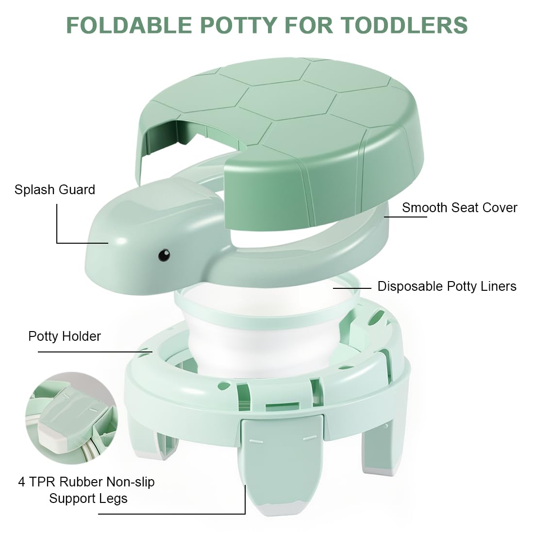 Potty Training Toilet Seat Portable Travel Potty Folding Kids Potty Chair with Storage Bag and 20 Liners