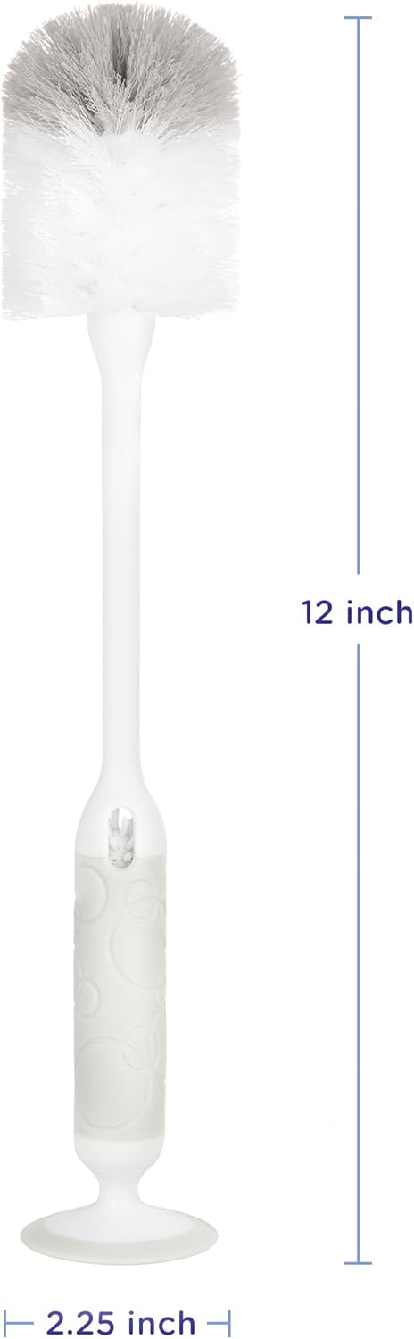 Ubbi Deluxe Baby Bottle Cleaning Set Includes a Nipple Brush with Suction Cup, Oat