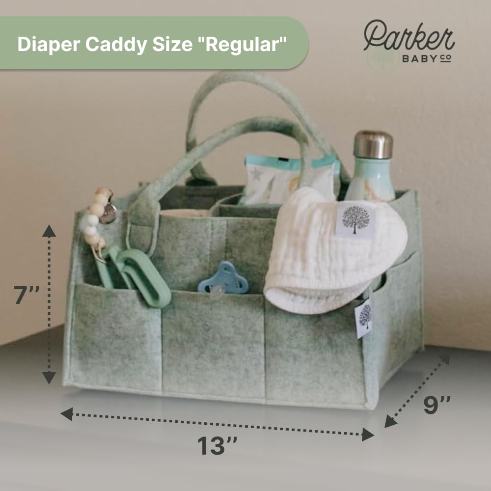 Parker Baby Diaper Caddy - Nursery Storage Bin and Car Organizer for Diapers and Baby Wipes - White, Large