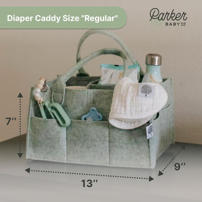 Parker Baby Diaper Caddy - Nursery Storage Bin and Car Organizer for Diapers and Baby Wipes - White, Large