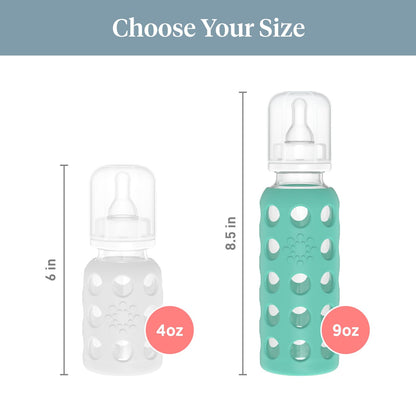 Lifefactory Glass Baby Bottle with Stage 1 Nipple and Protective Silicone Sleeve Cantaloupe, 4 Oz