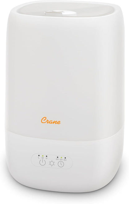 Crane Top Fill Mini Humidifier for Bedroom and Nursery 3-In-1 Essential Oil Diffuser Sleep Light 0.5 Gallon Baby Humidifier