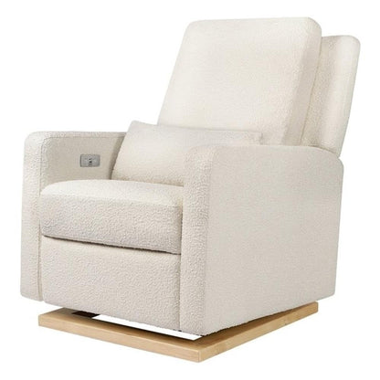 Babyletto Sigi Electronic Power Recliner & Swivel Glider with USB Port in Performance Beach Eco-Weave with Light Wood Base, Water Repellent & Stain Resistant, Greenguard Gold and CertiPUR-US Certified