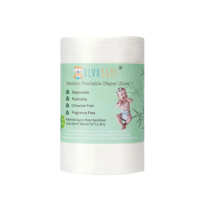 ALVABABY Diaper Liner for Baby Cloth Diapers Natural Soft Disposable Diaper Liners 11.8x7.1 Inch Fragrance Free Chlorine Free 400 Sheets