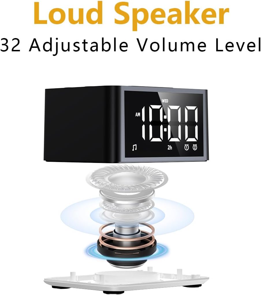 【3 in 1】 Sound Machine Dual Alarm Clock Night Light White Noise Machine 27 Sleeping Sounds for Adults Kids Precise 32 Level Volume Sleep Timer Memory Function Digital Clock with 30 Wake Up Sounds