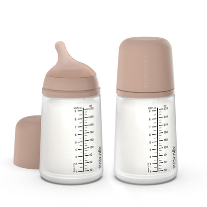 Suavinex Zero Zero Anti Colic Baby Bottle, No 1 Spanish Baby Bottle Brand, Minimizes Bottle Rejection & Nipple Confusion, Perfect for Breastfeeding Babies, 6oz/180mL, Deep Tone, Adaptable Flow Nipple