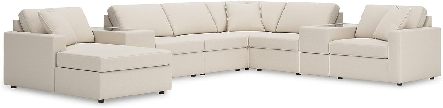 Signature Design by Ashley Modmax Coastal Press-Back Swivel Glider Rocker Recliner with Machine Washable Cover, Hidden Storage Compartments and 2 Bolster Pillows, Beige - Colors A