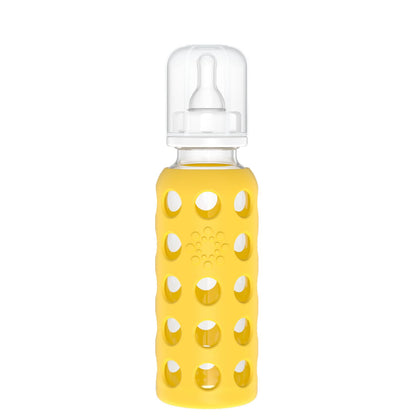 Lifefactory Glass Baby Bottle with Stage 1 Nipple and Protective Silicone Sleeve Cantaloupe, 4 Oz