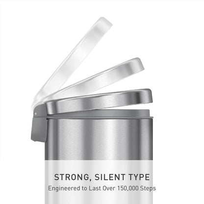 simplehuman 4.5 Liter / 1.2 Gallon Round Bathroom Step Trash Can, Brushed Stainless Steel