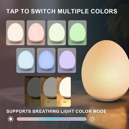 Night Light for Kids,Egg Night Light Light with 7 Colors Changing Mode & 30-Min Timer Portable Nursery Night Lamp forBaby Nursery & Kids Bedroom,DIY Hand-Painted Custom Lamp