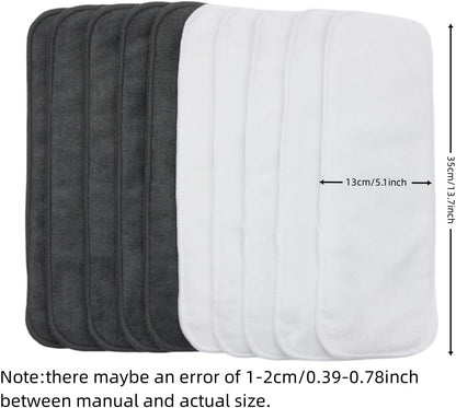 10pcs Reusable Soft 3 Layers Inserts for Baby Cloth Diaper,High Absorbing Washable Liners (10pcs-Grey Inserts)