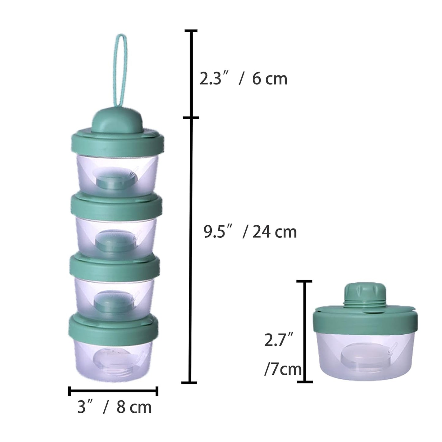 4 Layers Baby Milk Powder Formula Dispenser on The go, Baby Formula Containers for Travel, Formula Holder Mixer, Baby Feeding Snack Storage Container, Portable, Stackable, Non-Spill, BPA-Free