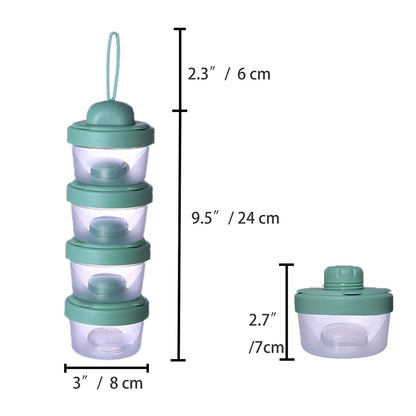 4 Layers Baby Milk Powder Formula Dispenser on The go, Baby Formula Containers for Travel, Formula Holder Mixer, Baby Feeding Snack Storage Container, Portable, Stackable, Non-Spill, BPA-Free