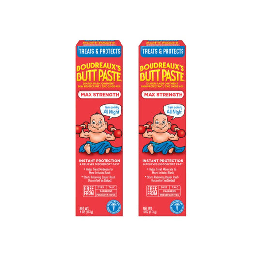 Boudreaux's Butt Paste Maximum Strength Diaper Rash Cream, Ointment for Baby, 4 oz. Tube, (Pack of 3)